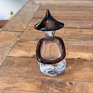 Vintage Mid Century Blown Glass Murano Kneeling Chinese Figurine 6.5"